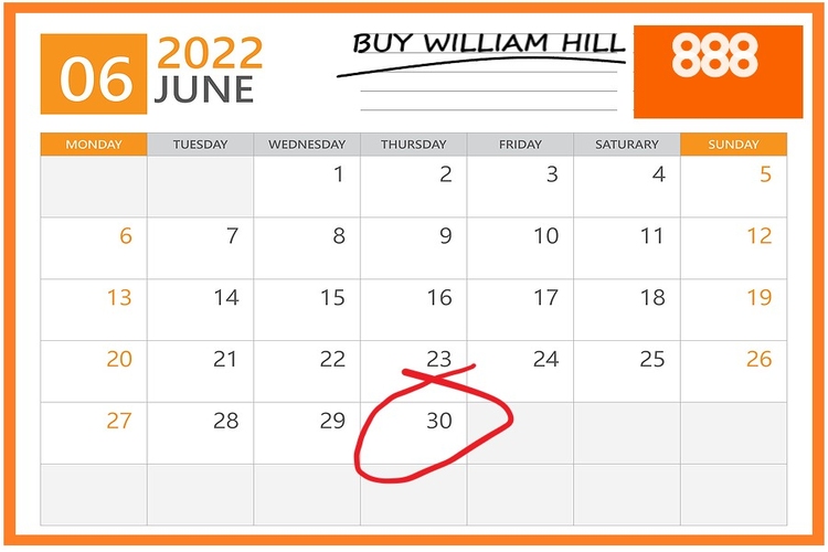 June Set for 888’s William Hill Acquisition