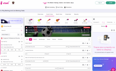 vbet sportsbook screenshot