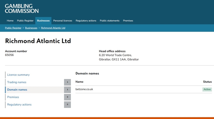 Betzone New License